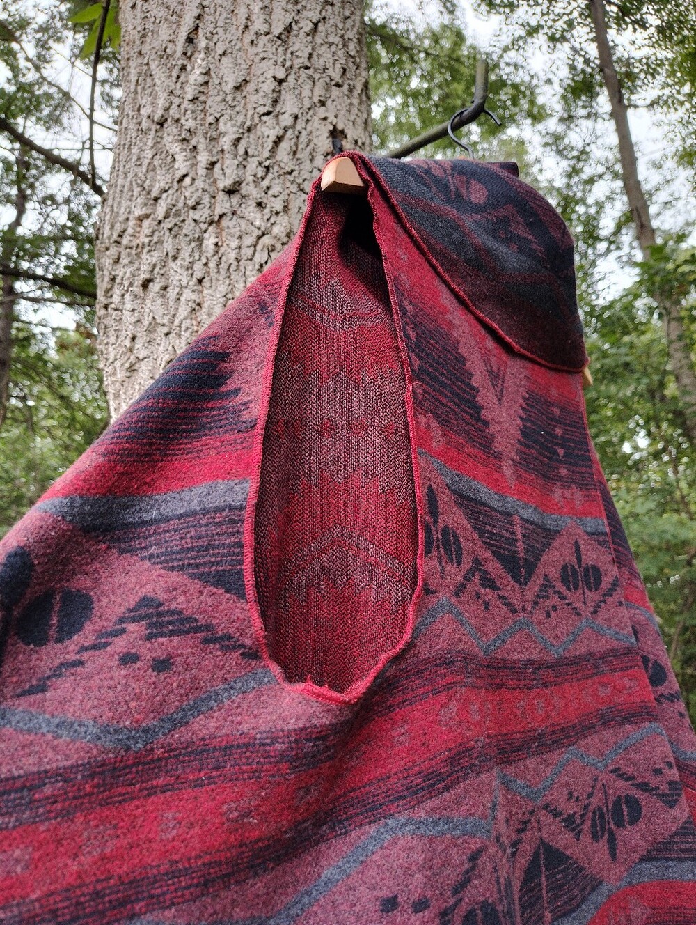 Dark Red Aztec Sleeveless Long Open Cardigan Sweater Soft Surroundings L/XL - Picture 7 of 10